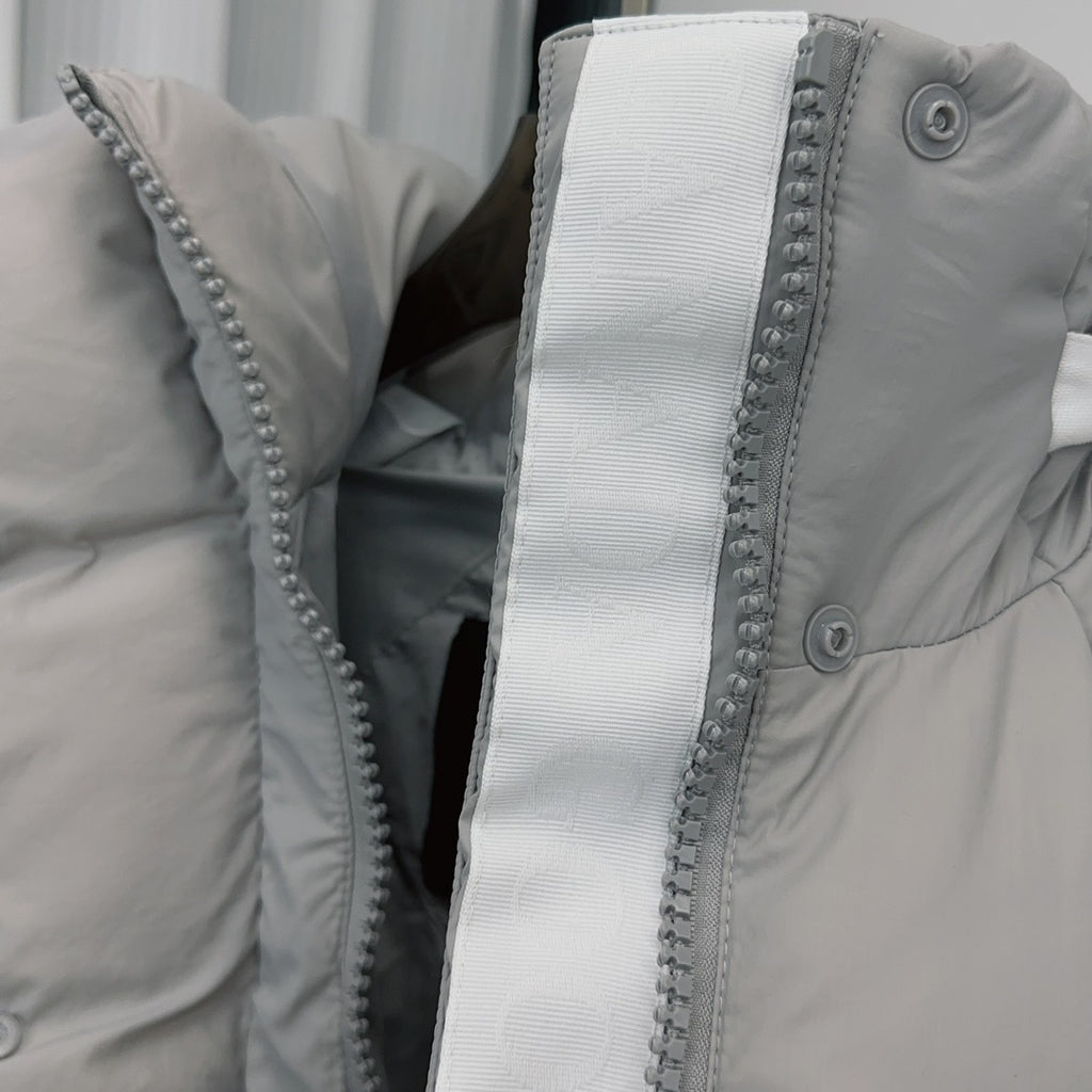 Canada Goose Light Grey Quilted Puffer Jacket with Detachable Hood