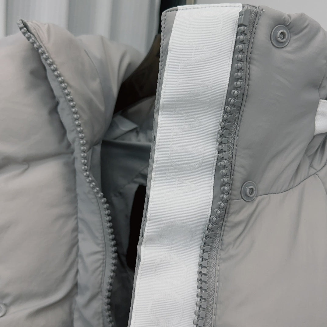 Canada Goose Light Grey Quilted Puffer Jacket with Detachable Hood