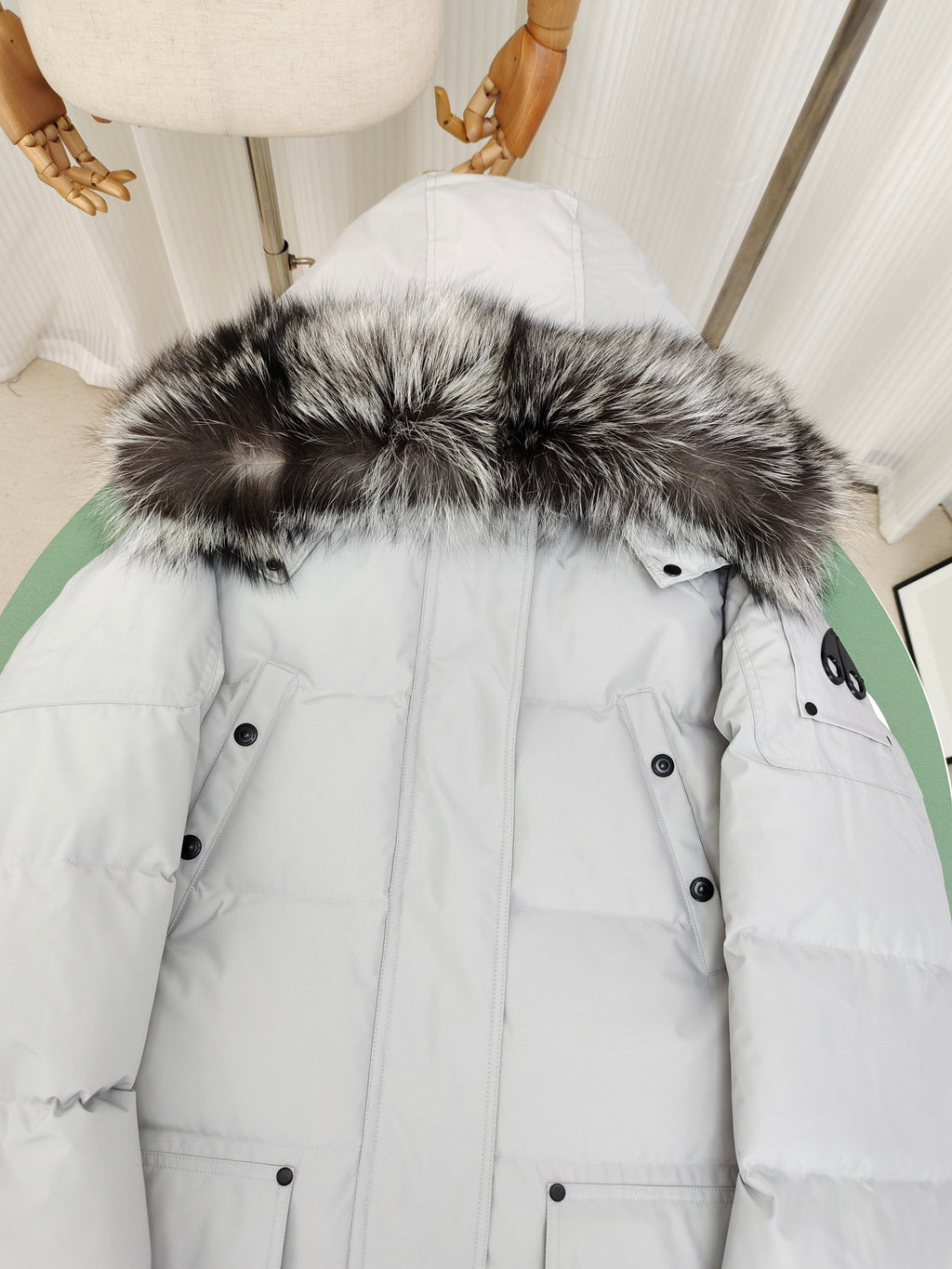Moose Knuckles Long Hooded Puffer Parka with Plush-Look Trim