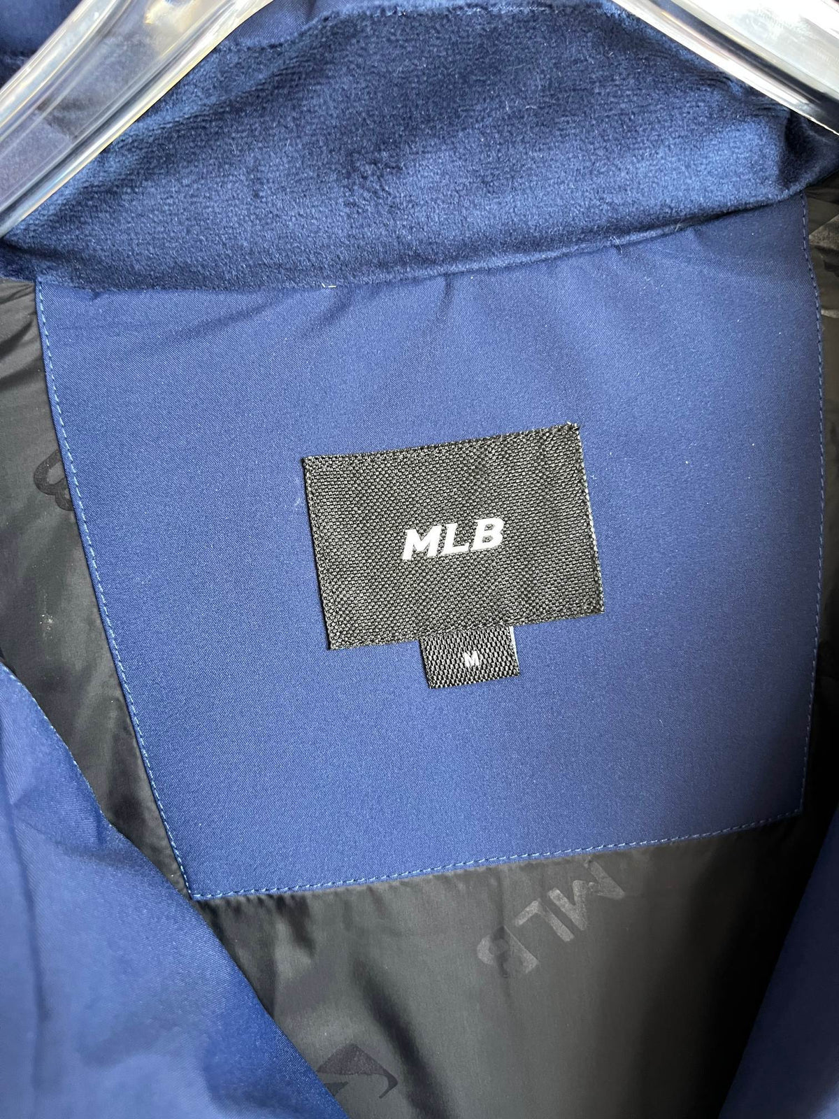 MLB New York Yankees Blue Hooded Bomber Jacket with Plush Trim