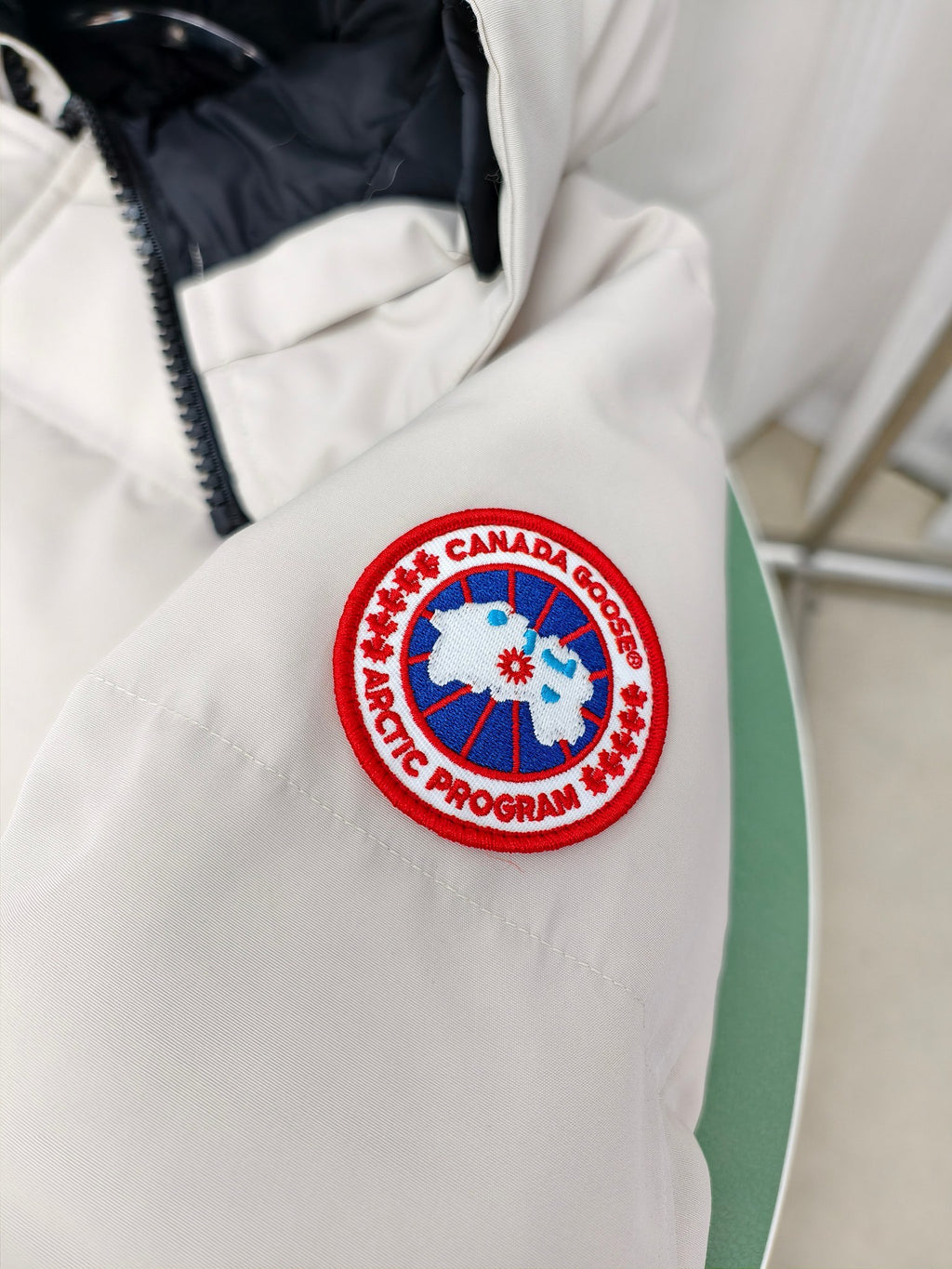 Canada Goose White Fur-Look Trim Hooded Puffer Jacket