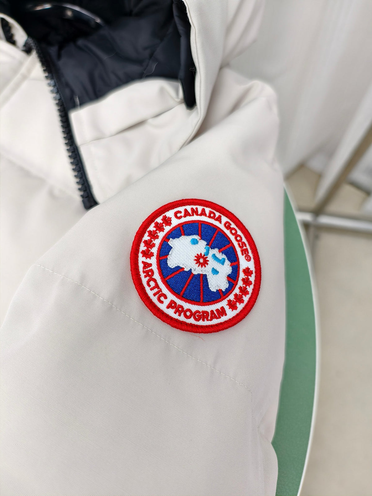 Canada Goose White Fur-Look Trim Hooded Puffer Jacket