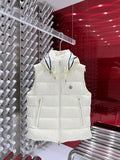 Moncler White Logo-Trim Hooded Puffer Vest