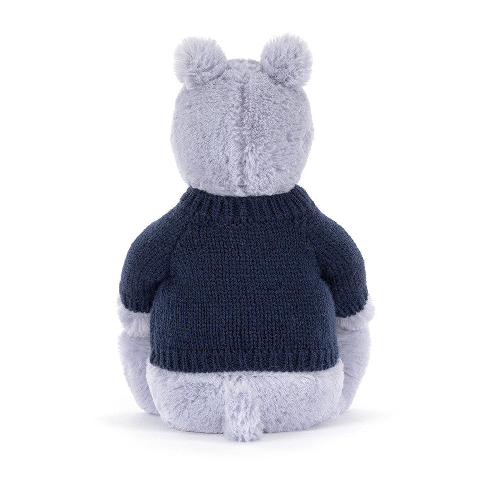 Bashful Hippo with Personalized Navy Jumper