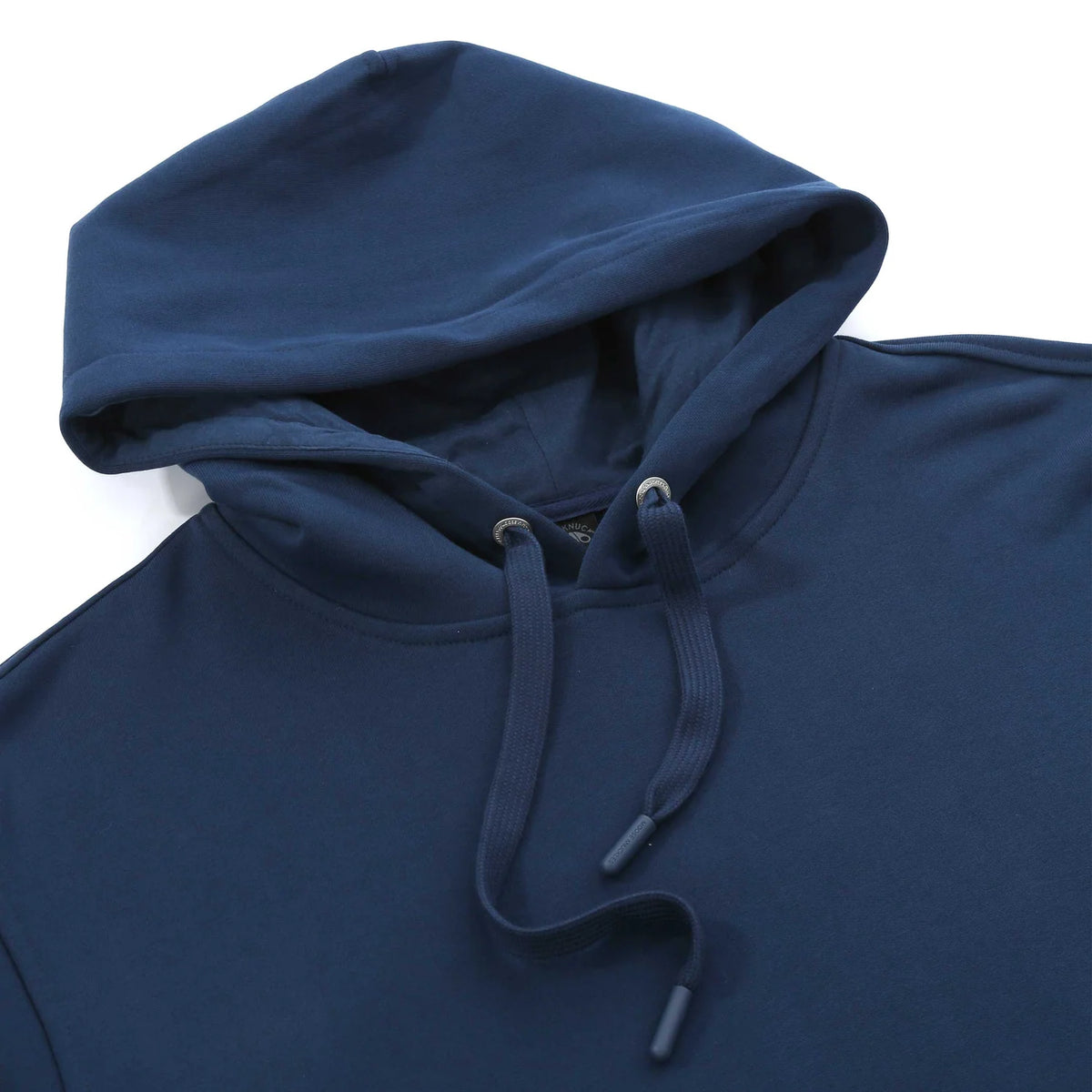 Moose Knuckles Navy Blue Pullover Hoodie with Sleeve Emblem