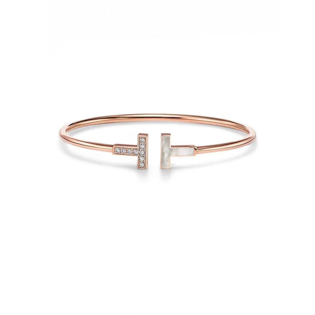 Tiffany Style T Motif Cubic Zirconia Bangle