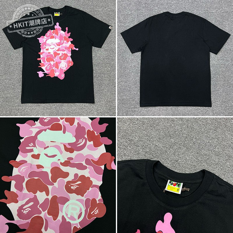 Bape Shark Camo Zip Graphic Oversized Tee Streetwear Unisex