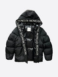 Moncler Black Hooded Puffer Jacket with Logo Lettering