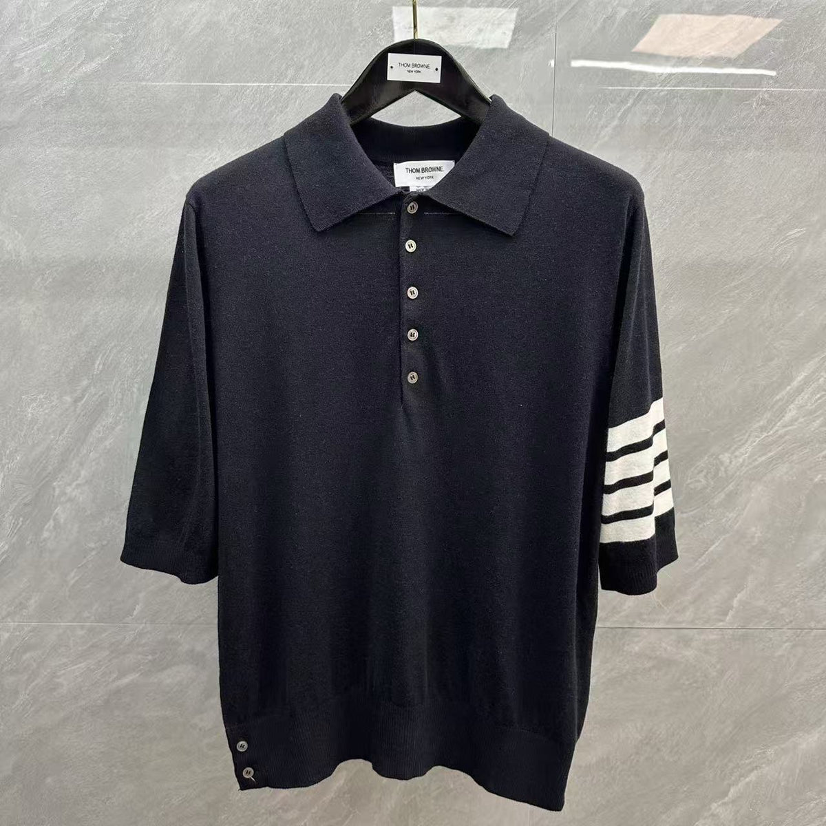 Four-Bar Polo Collar Short Sleeve Shirt | Thom Browne