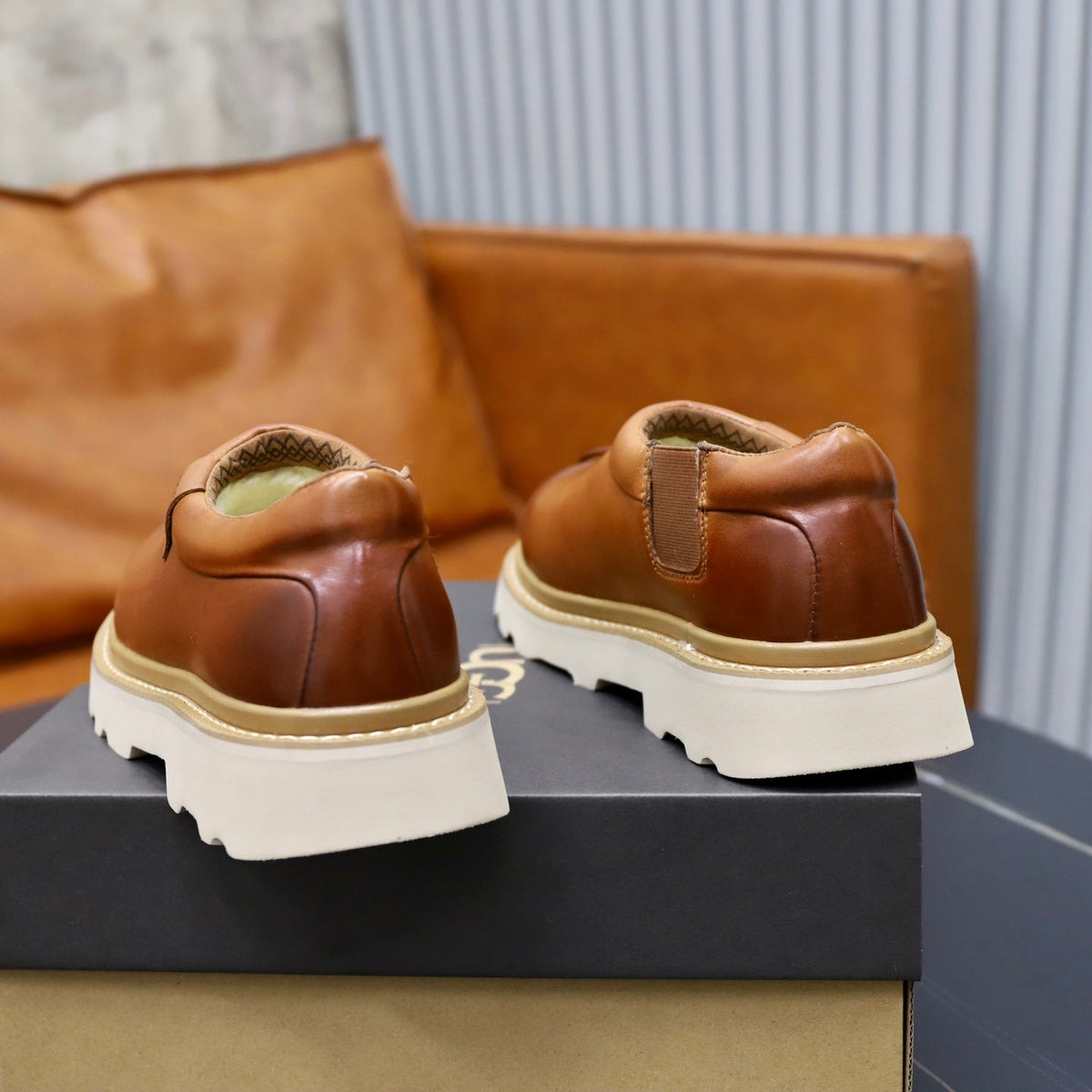 UGG Cognac Leather Slip-On Casual Shoes