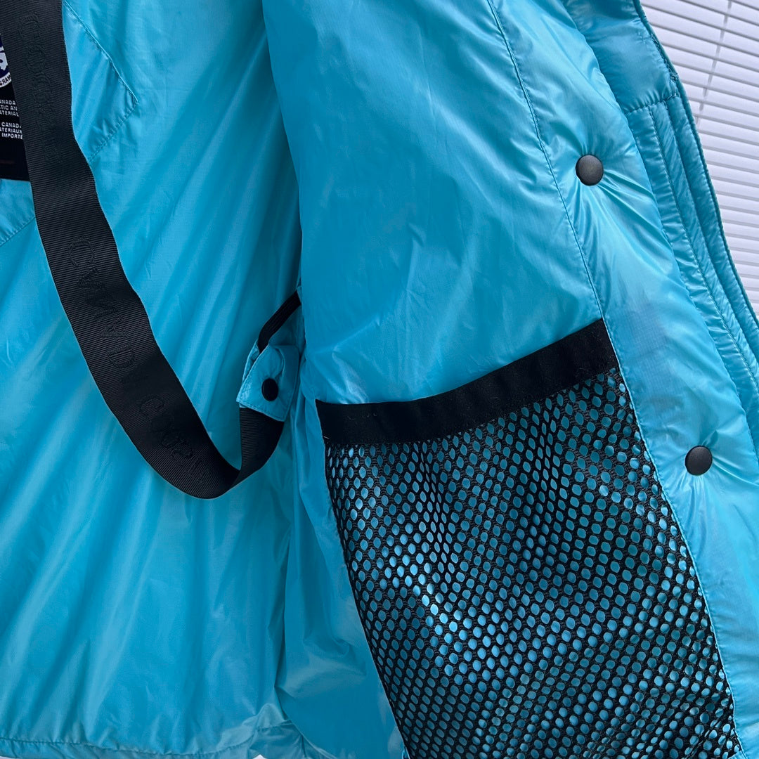 Canada Goose Silver Grey Glossy Puffer Jacket with Stand Collar