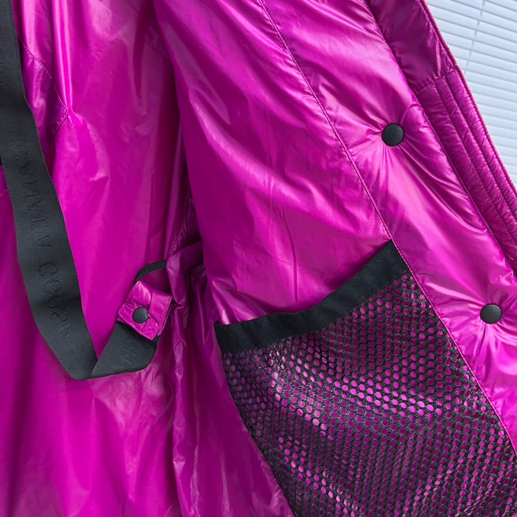 Canada Goose Fuchsia Glossy Puffer Jacket with Stand Collar