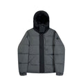 Moncler Grey Hooded Puffer Jacket with Black Contrast Panels