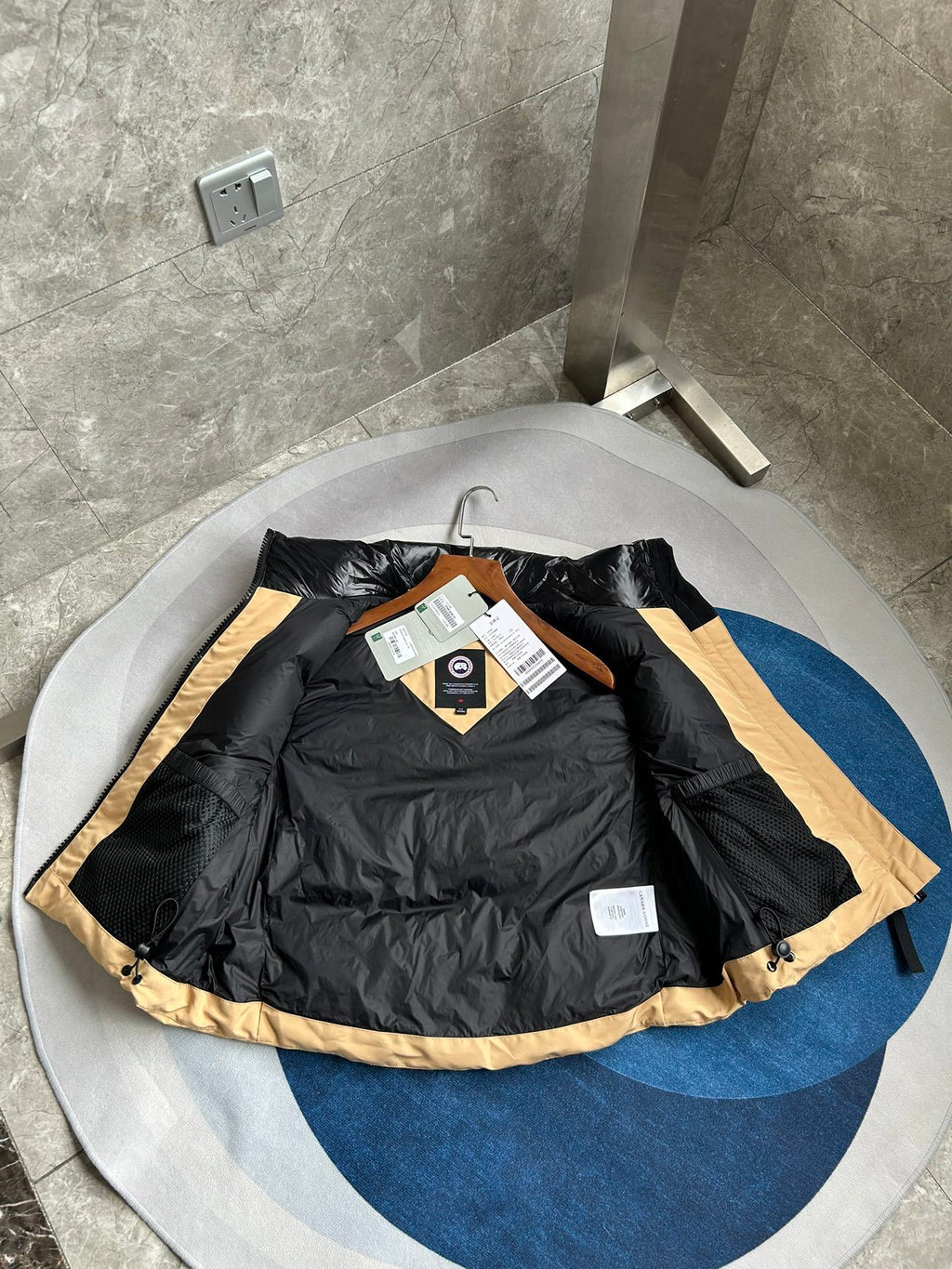 Canada Goose Sand Beige Black-Patch Puffer Vest