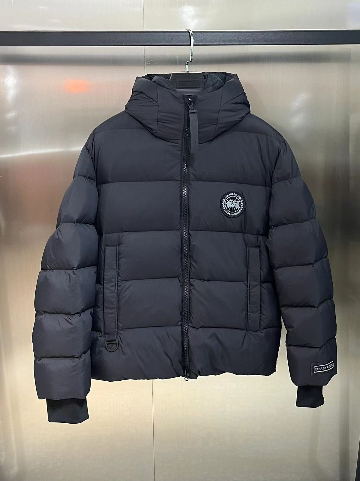 Canada Goose Charcoal Hooded Quilted Puffer Jacket