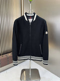Moncler Black Knit Bomber Jacket with Quilted Back