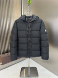 Moncler Black Quilted Jacket with Glossy Hood Detail