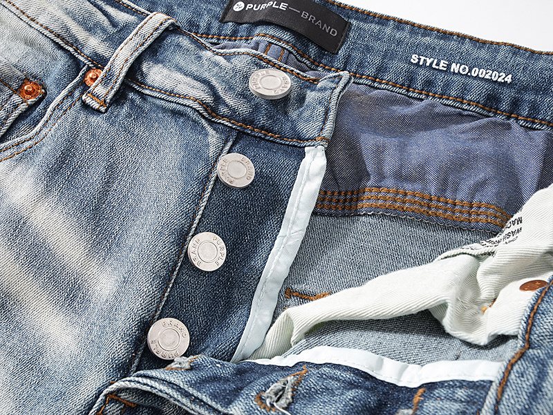 Purple Brand Light Blue Distressed Ribbed Knee Jeans
