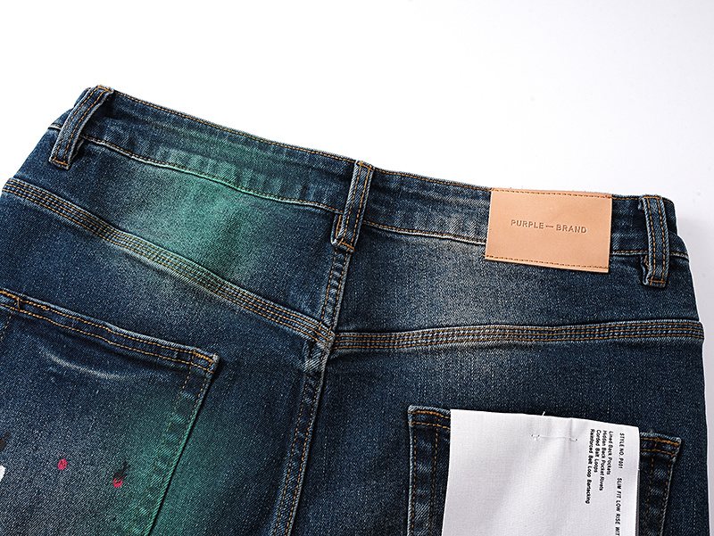 Purple Brand Dark Blue Distressed Paint Splatter Jeans
