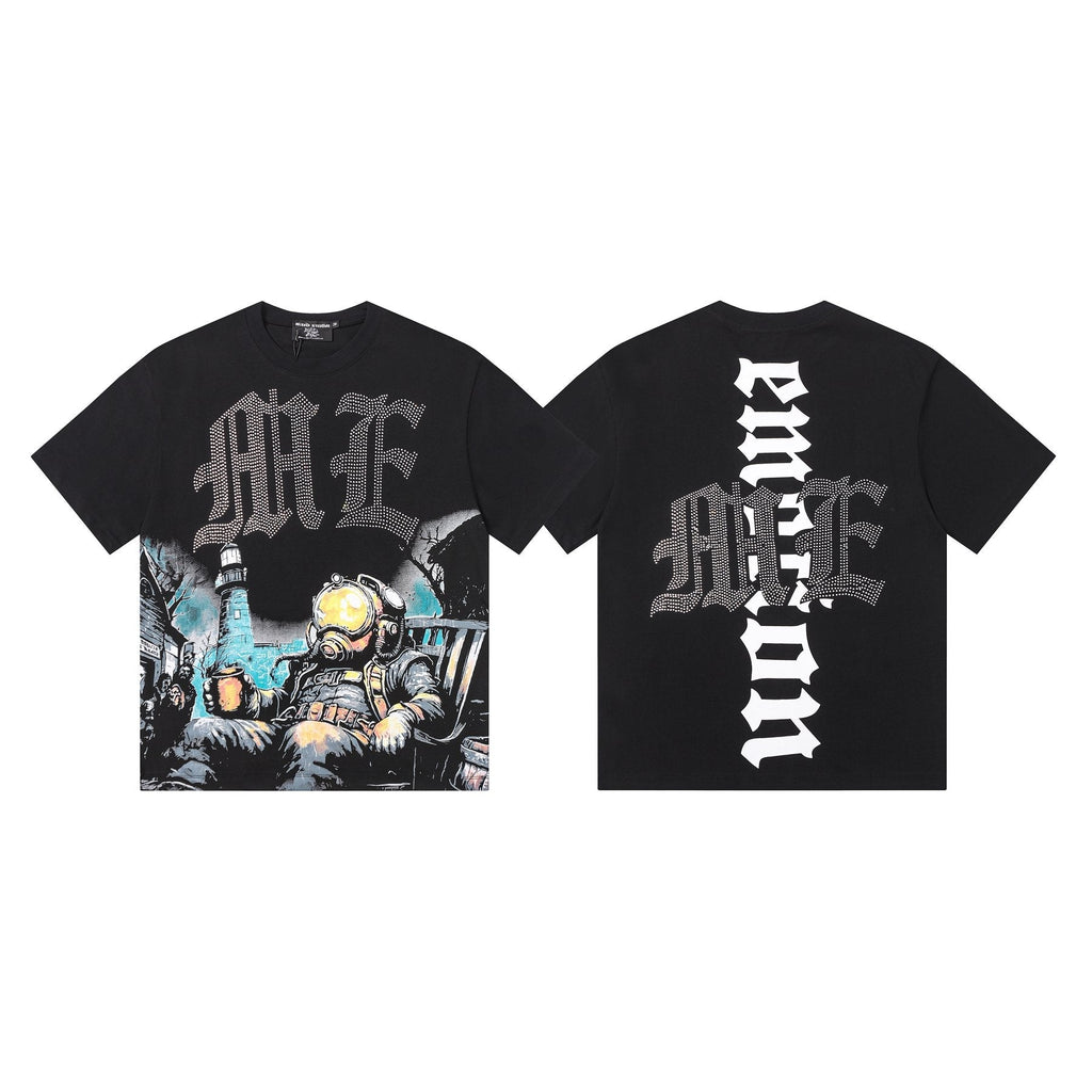 MIXED EMOTION Rhinestone-Style Graphic T-Shirt