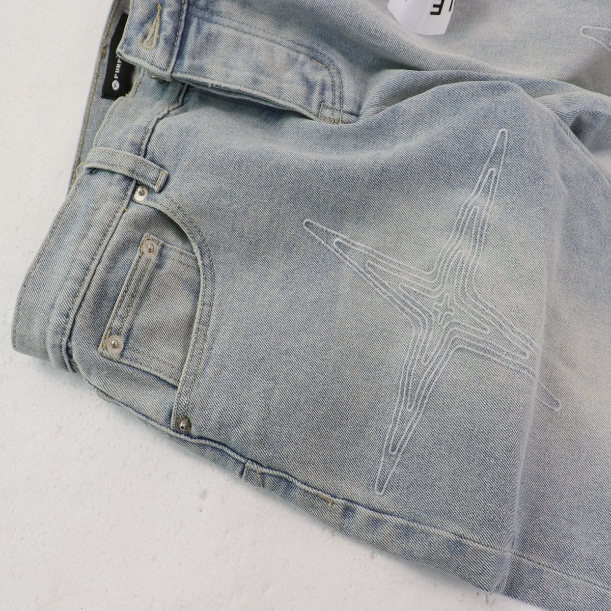 Purple Brand Star Embroidered Washed Jeans