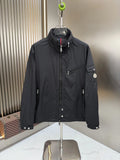 Moncler Black Zip-Up Jacket with Stand Collar