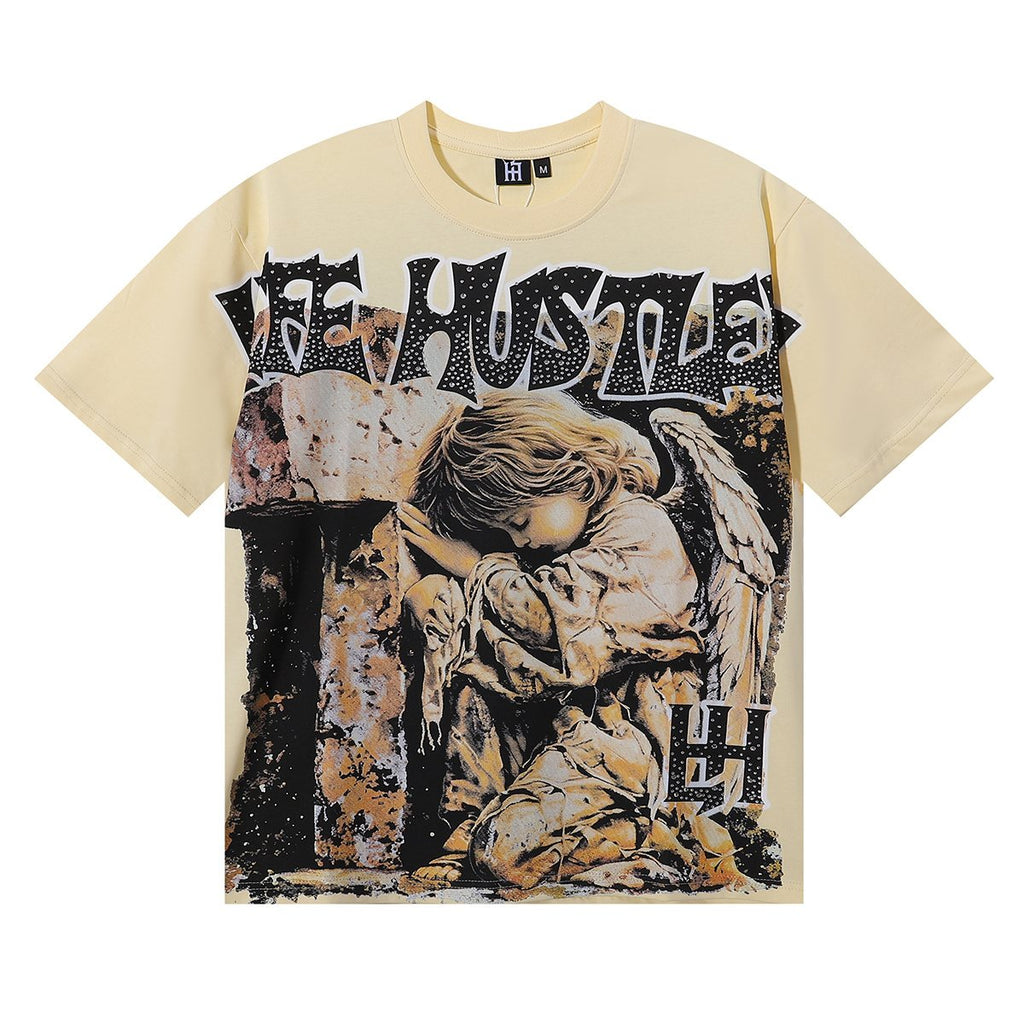 Life Hustlere Praying Angel Rhinestone Graphic T-Shirt