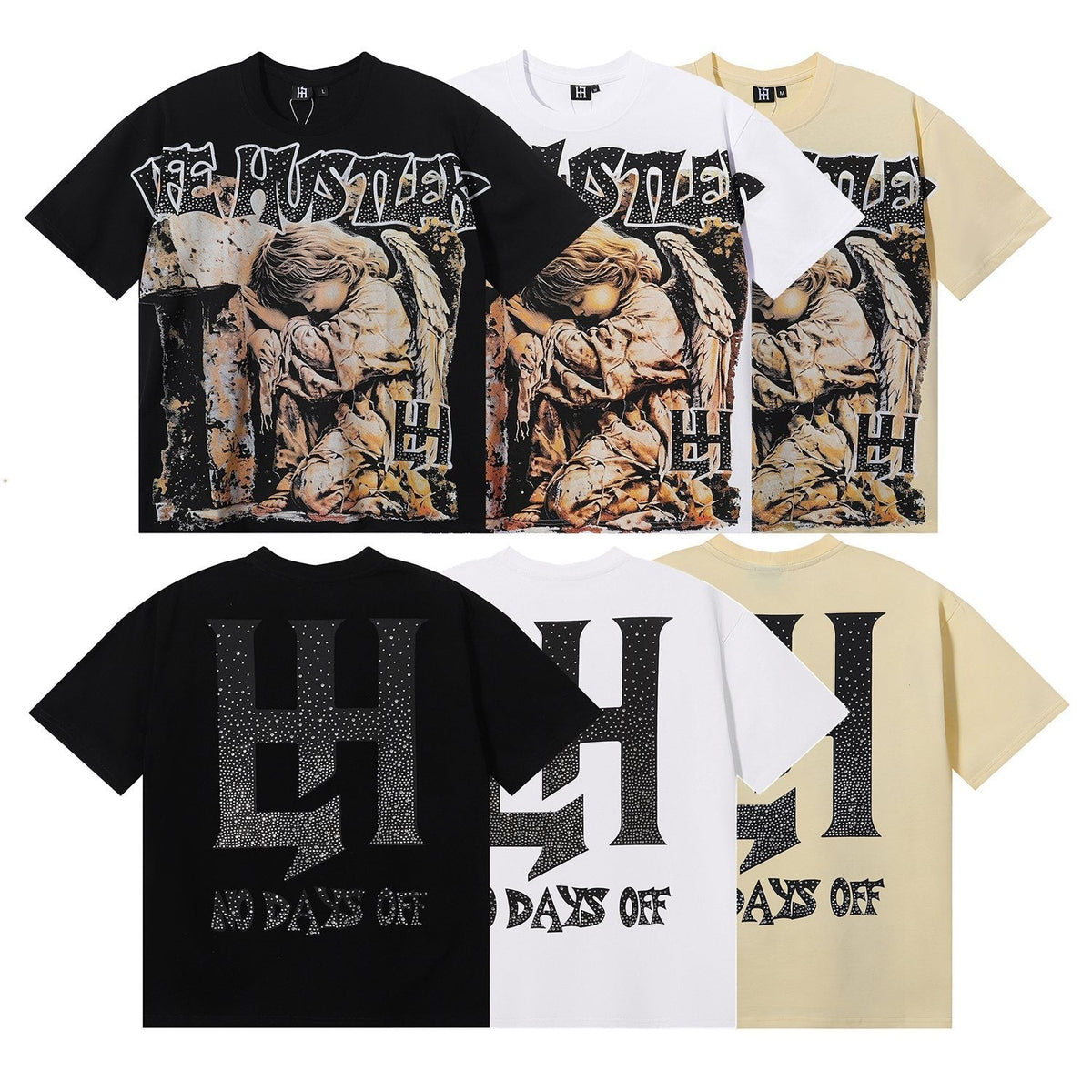 Life Hustlere Praying Angel Rhinestone Graphic T-Shirt