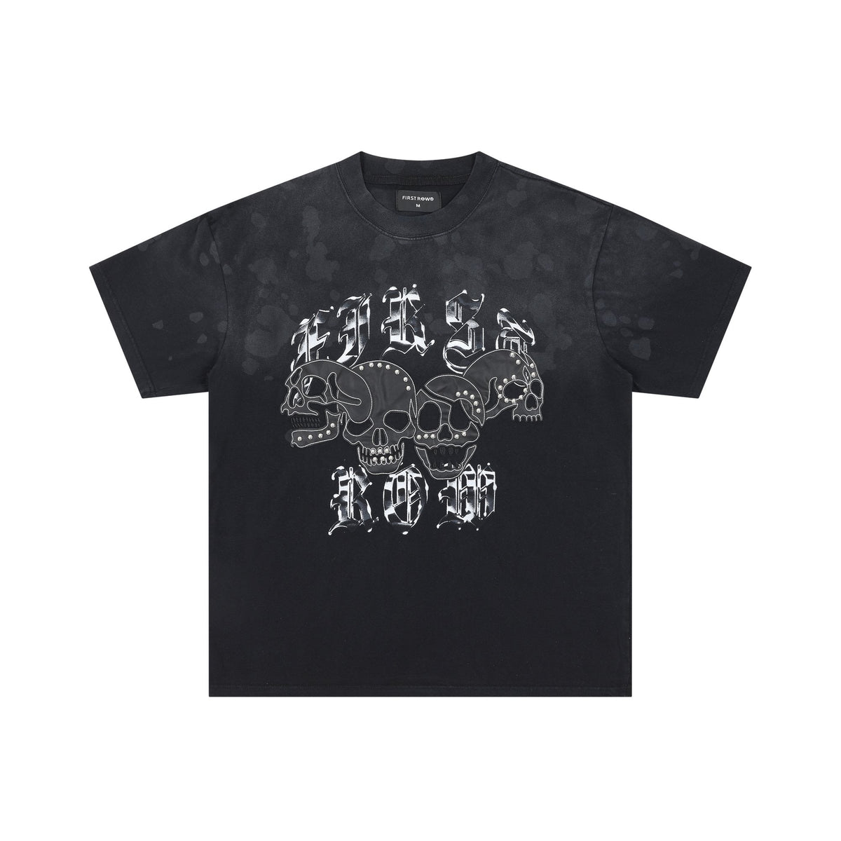 FIRST ROW Wake Up and Be Fierce Skull Appliqué T-Shirt