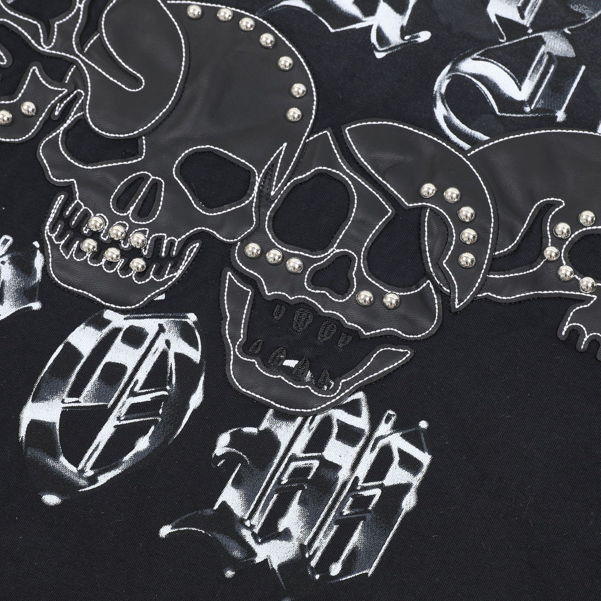 FIRST ROW Wake Up and Be Fierce Skull Appliqué T-Shirt