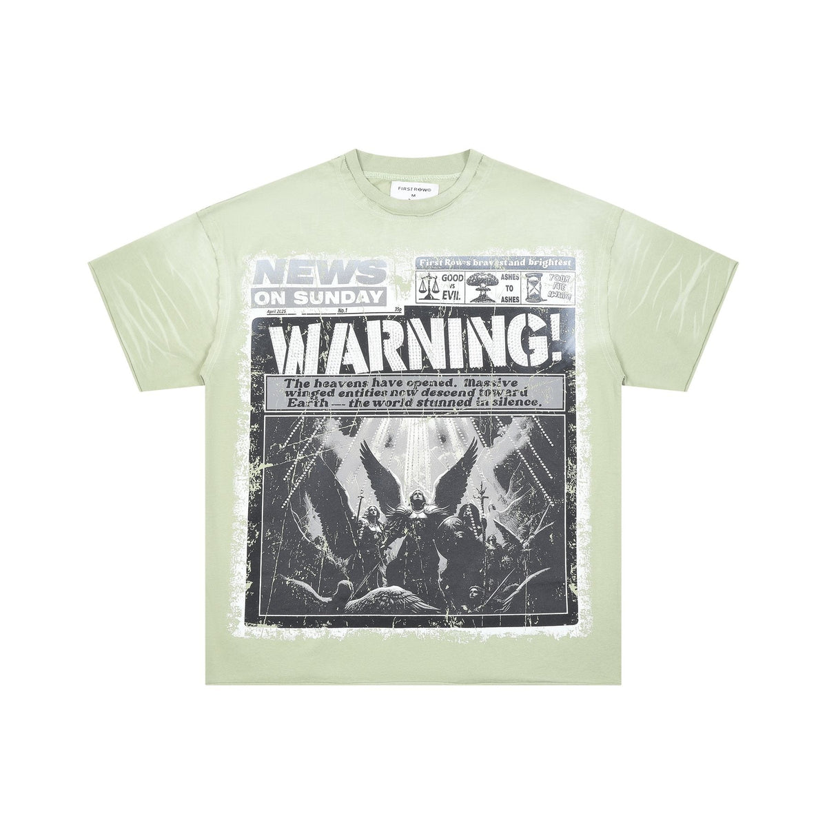 FIRST ROW Breaking News Warning From Heaven Cropped T-Shirt