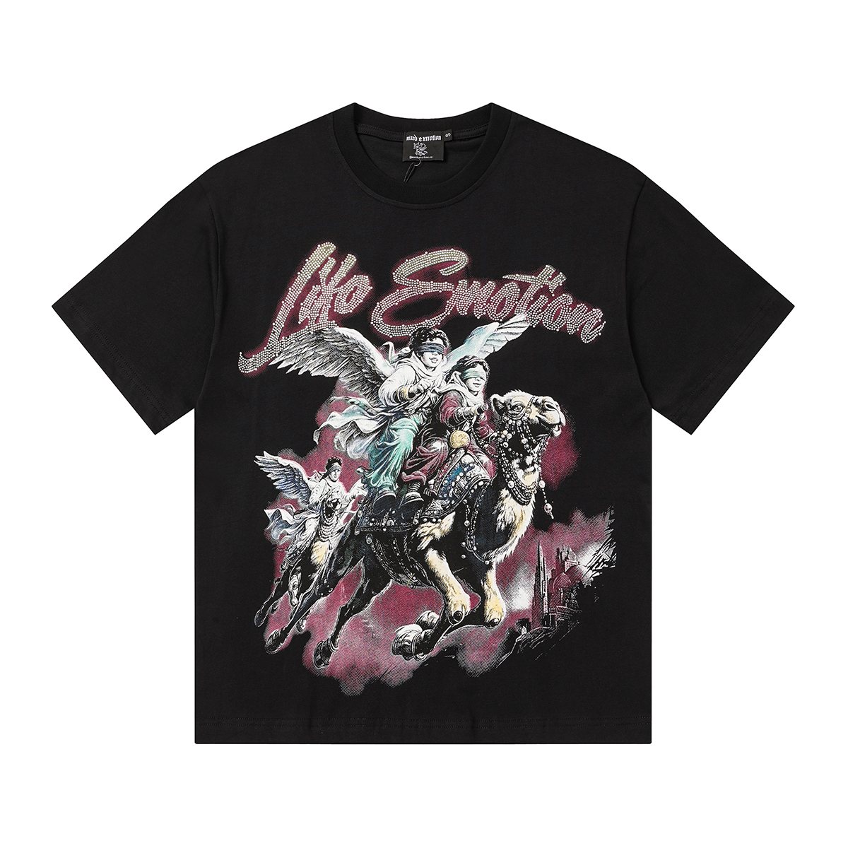 MIXED EMOTION Rhinestone Graphic Short-Sleeve T-Shirt