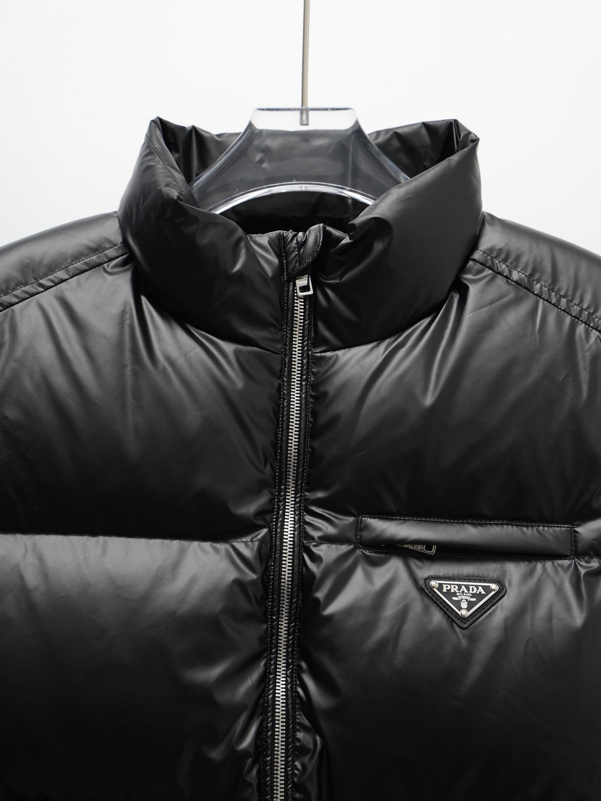 Prada Black Quilted Puffer Vest with Stand Collar