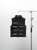 Moose Knuckles Black Stand-Collar Puffer Vest with Chest Logo