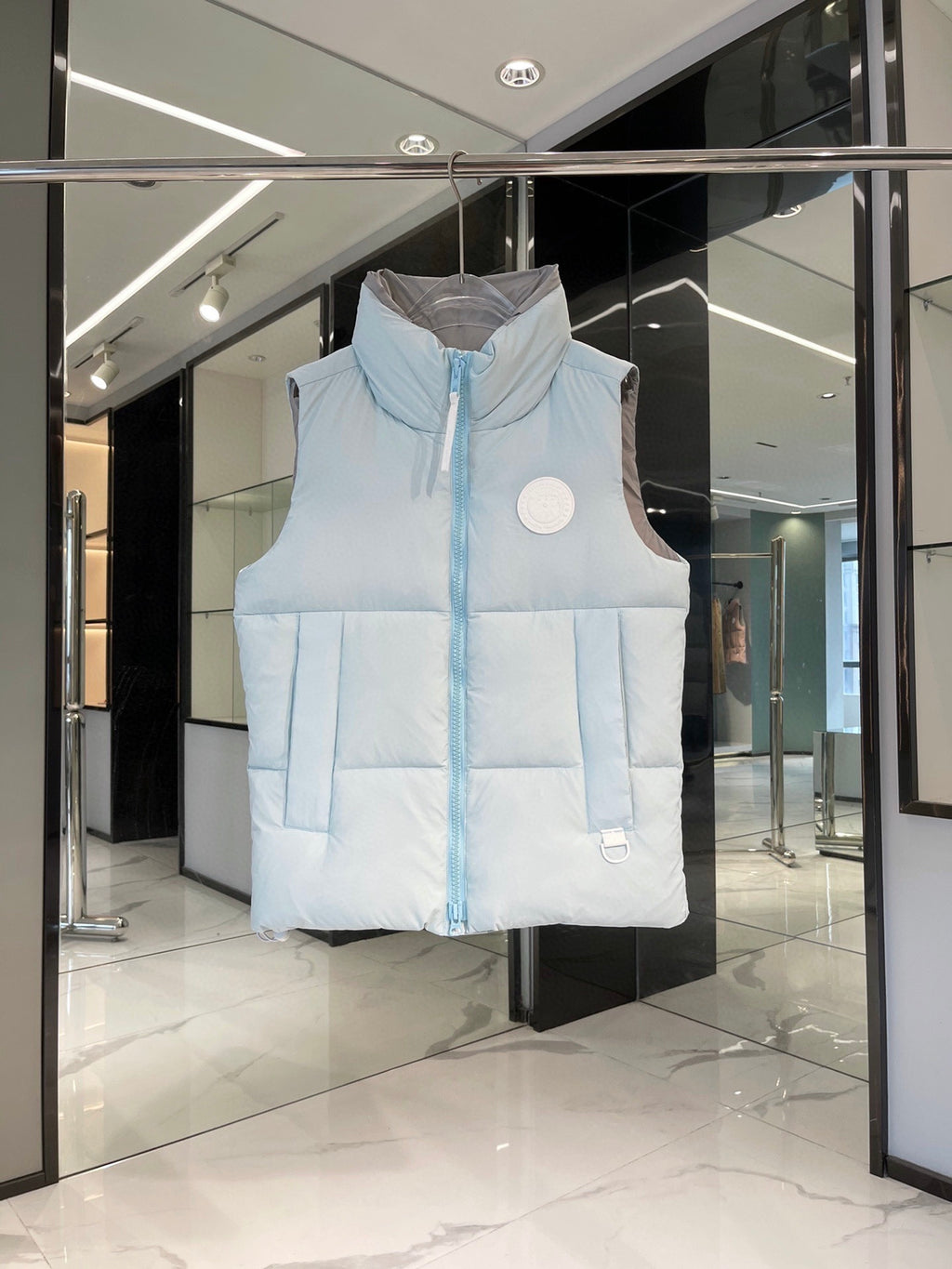Canada Goose Ice Blue White-Logo Stand-Collar Puffer Vest