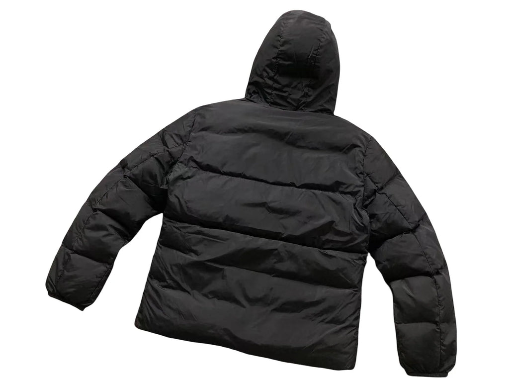 Moncler Black Hooded Puffer Jacket with Logo-Lettered Hood