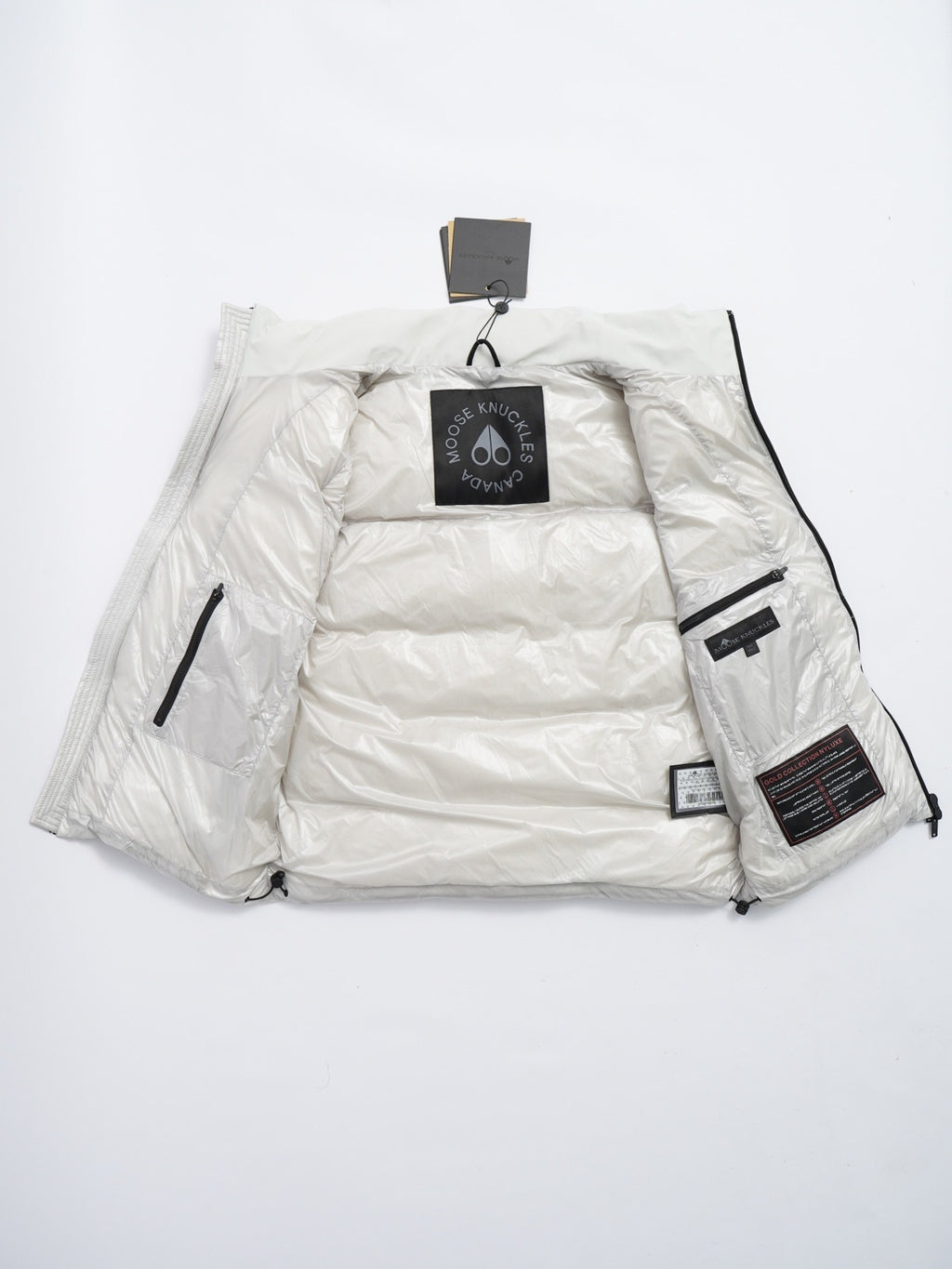 Moose Knuckles Black Stand-Collar Puffer Vest with Chest Logo