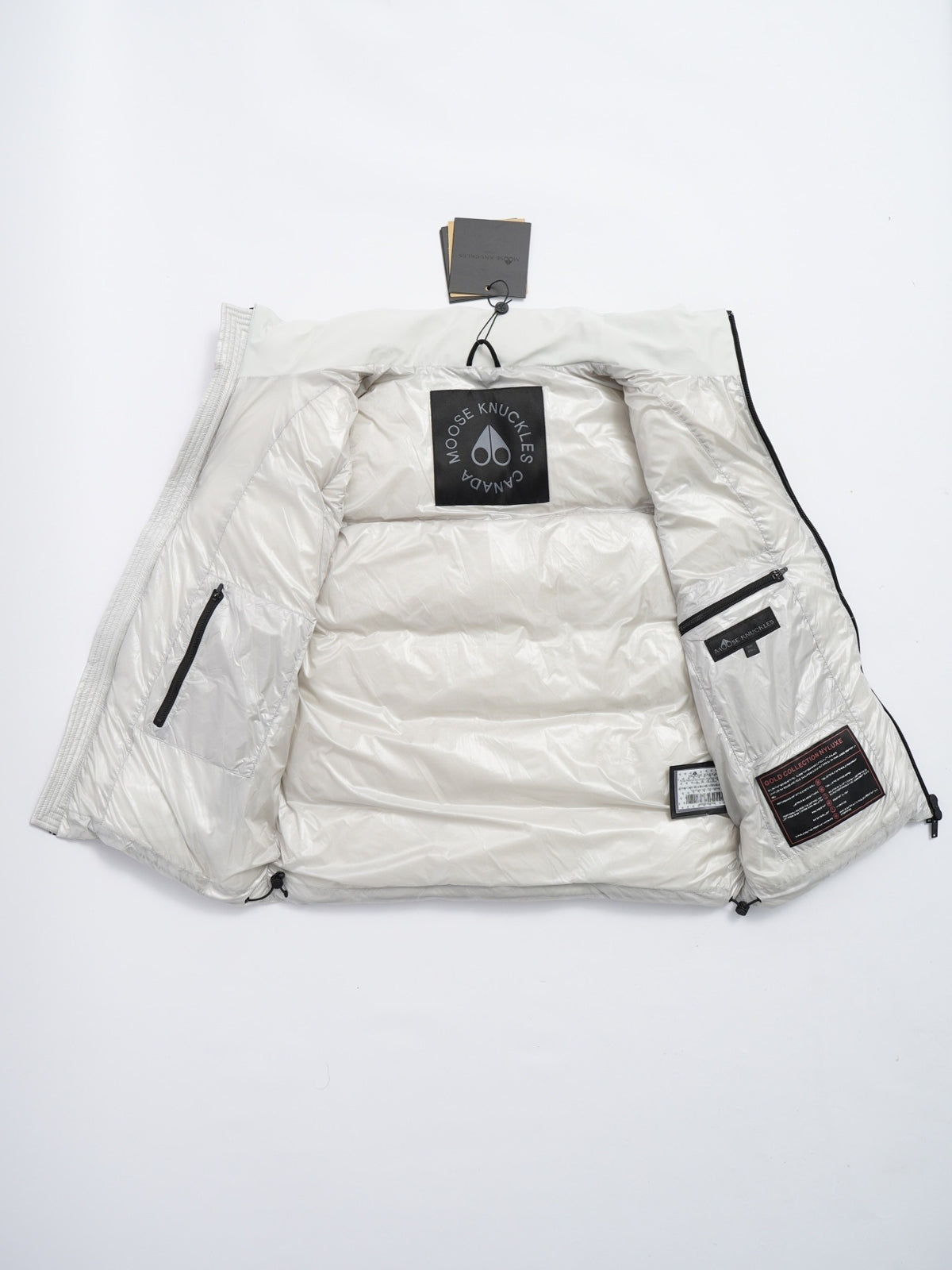 Moose Knuckles Black Stand-Collar Puffer Vest with Chest Logo