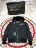 Moose Knuckles Graphic Hooded Puffer Jacket with Textured Trim