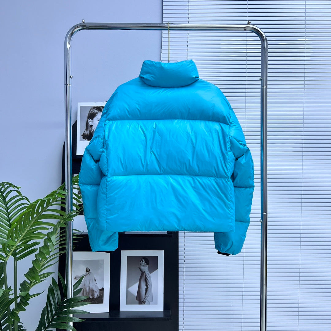 Canada Goose Silver Grey Glossy Puffer Jacket with Stand Collar