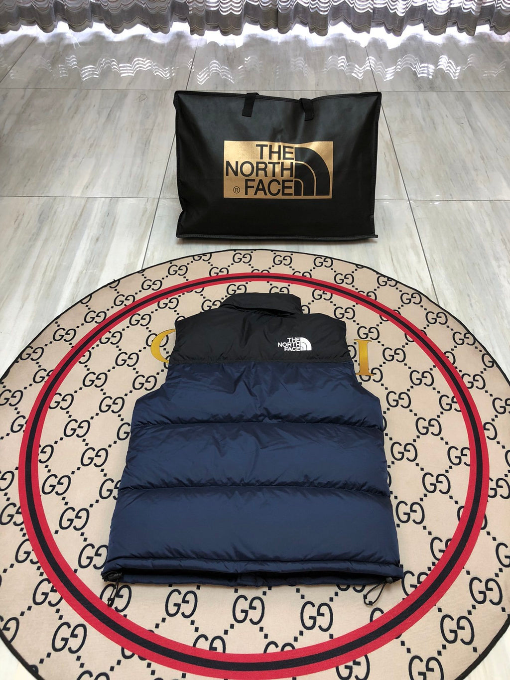 The North Face Navy Blue & Black Colorblock Puffer Vest