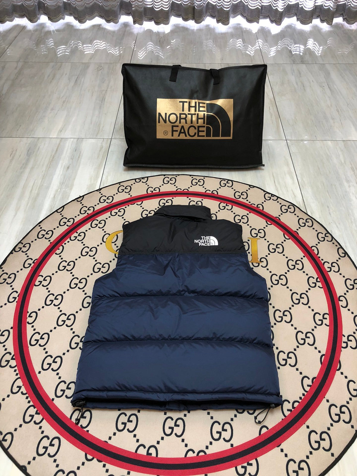 The North Face Navy Blue & Black Colorblock Puffer Vest