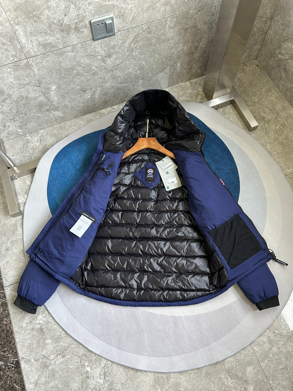 Canada Goose Navy Hooded Quilted Puffer Jacket