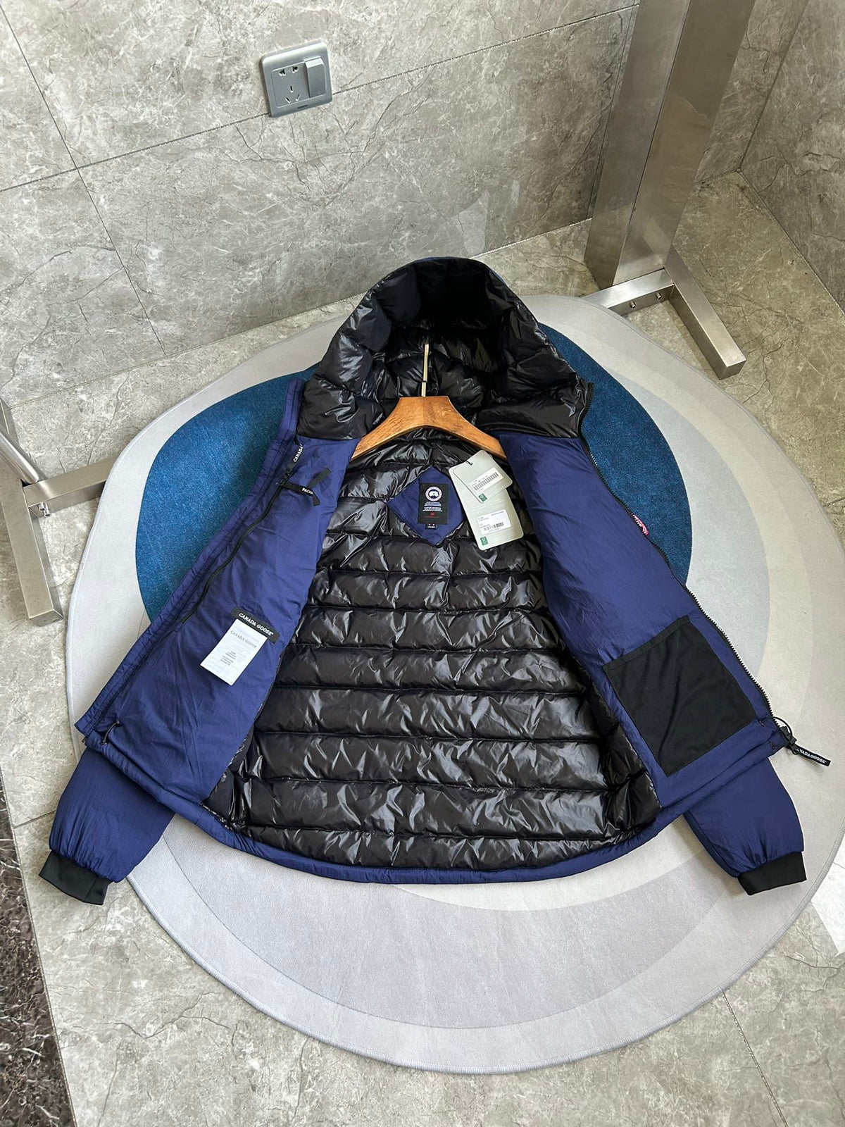 Canada Goose Navy Hooded Quilted Puffer Jacket