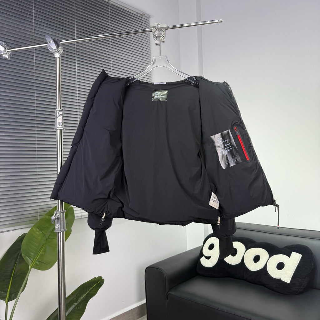 Moncler Black Hooded Puffer Jacket with Extended Cuffs
