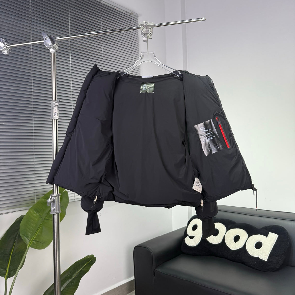 Moncler Black Hooded Puffer Jacket with Extended Cuffs