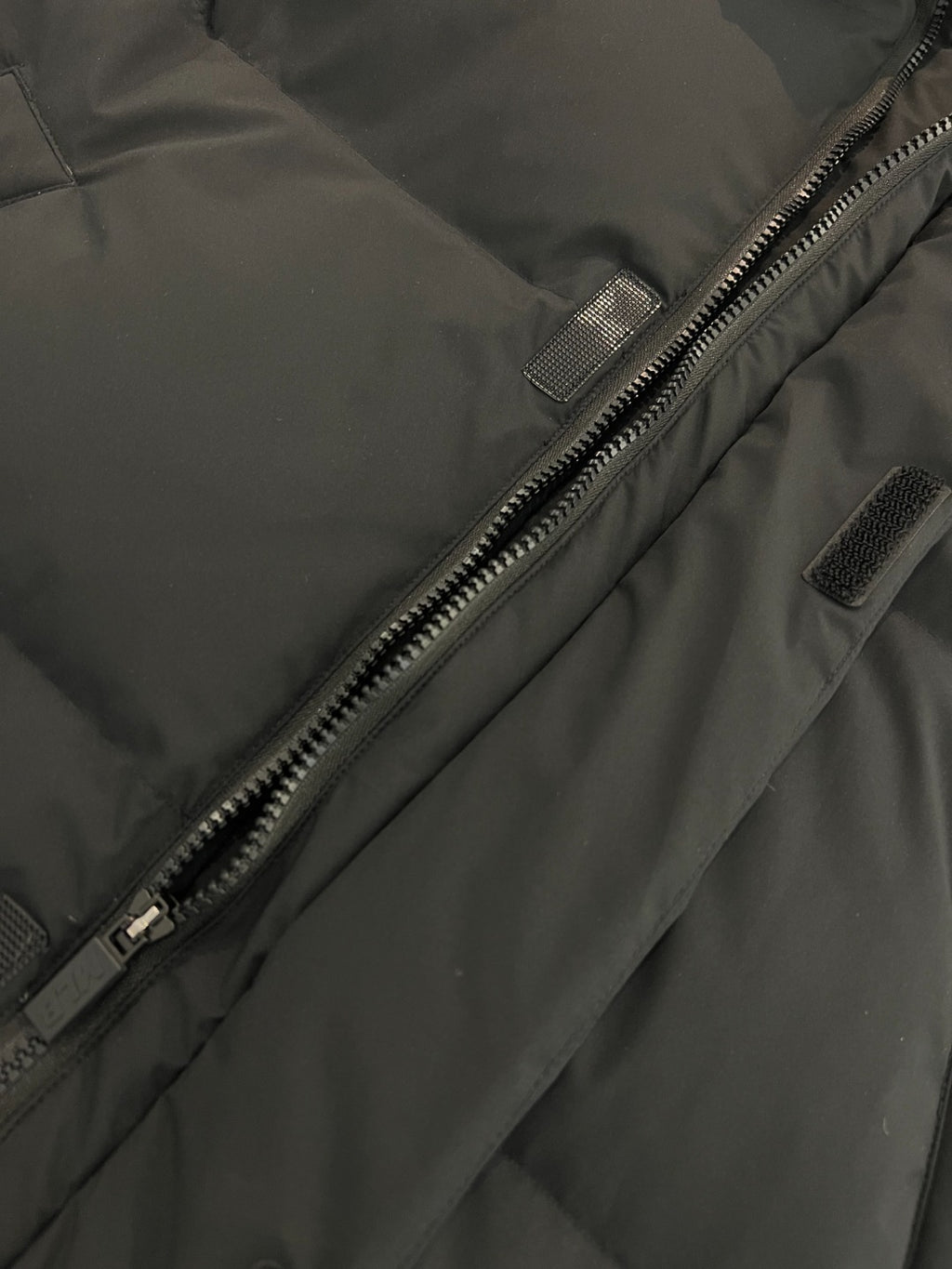 MLB NY Logo Black Long Hooded Puffer Coat