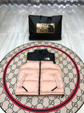 The North Face Blush Pink & Black Colorblock Puffer Vest