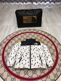 The North Face White & Black Bear-Print Puffer Jacket