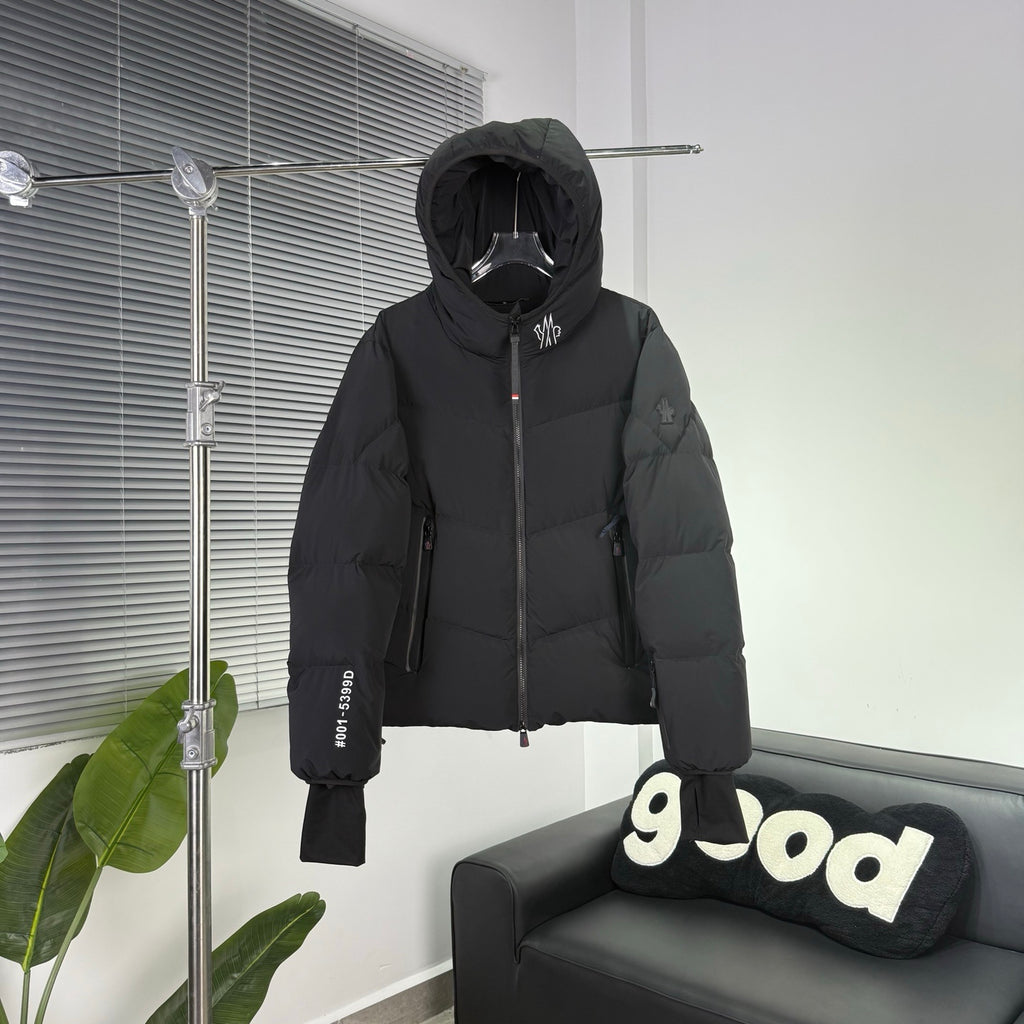 Moncler Black Hooded Puffer Jacket with Extended Cuffs